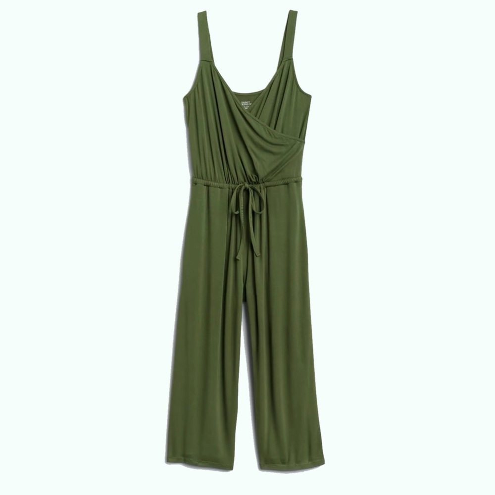 NWT Market & Spruce Sierra Knit Cropped Jumpsuit in Olive - L Petite
